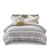 Oversized Chenille Jacquard Striped Comforter Set with Euro Shams and Throw Pillows