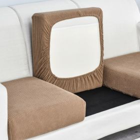 Pure color stretch all-inclusive sofa cover (Option: Camel-Big L)